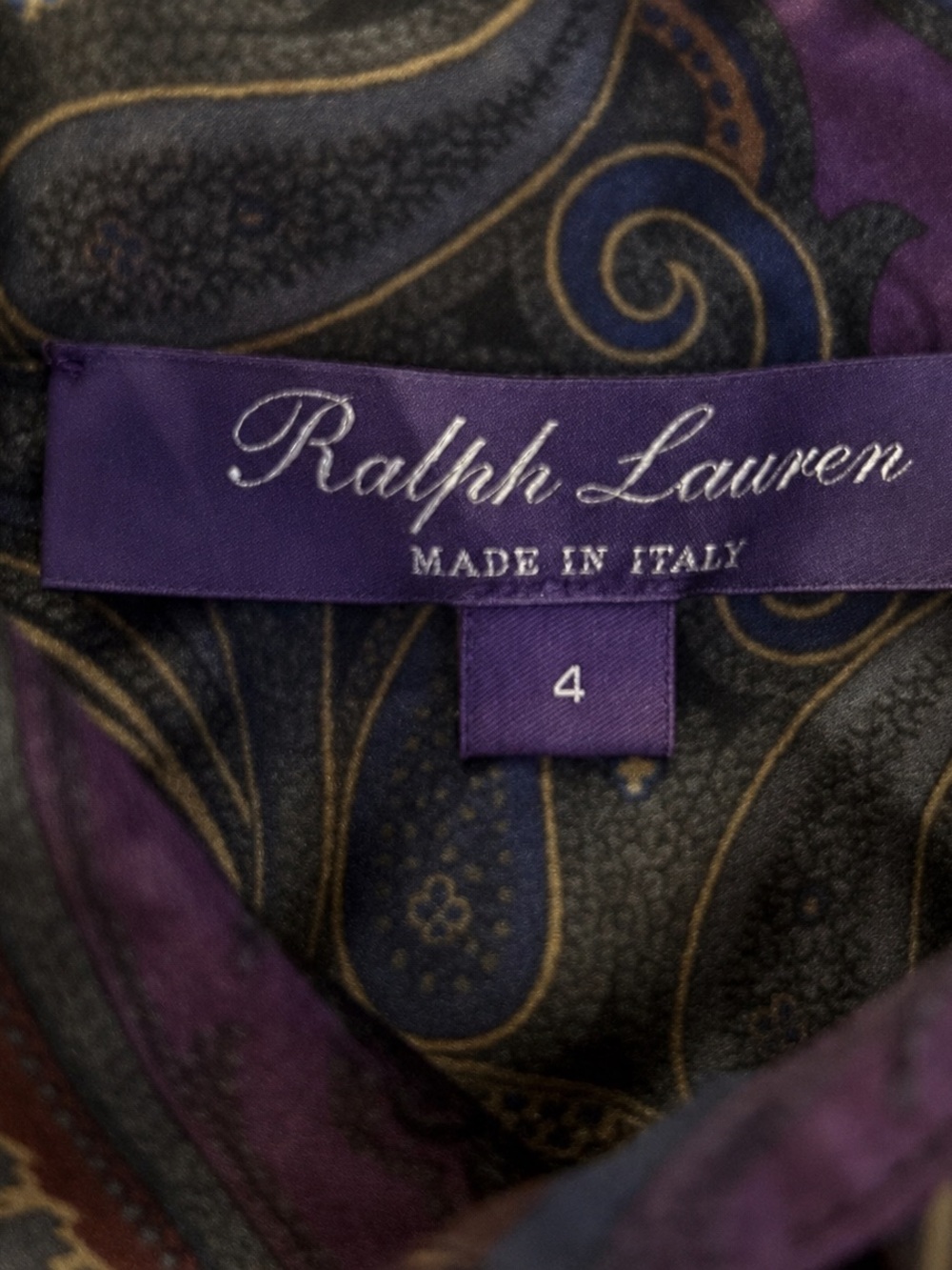 Ralph Lauren Collection Purple Label Maxi Shirt Dress Paisley Button Up Silk 4 S - Picture 12 of 12